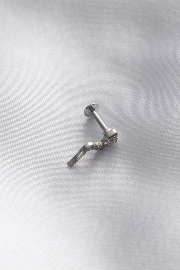 316L Cerrahi Çelik 6 mm Gümüş Renk Yılan Tragus Piercing - TJ-PR1177 - Image 1