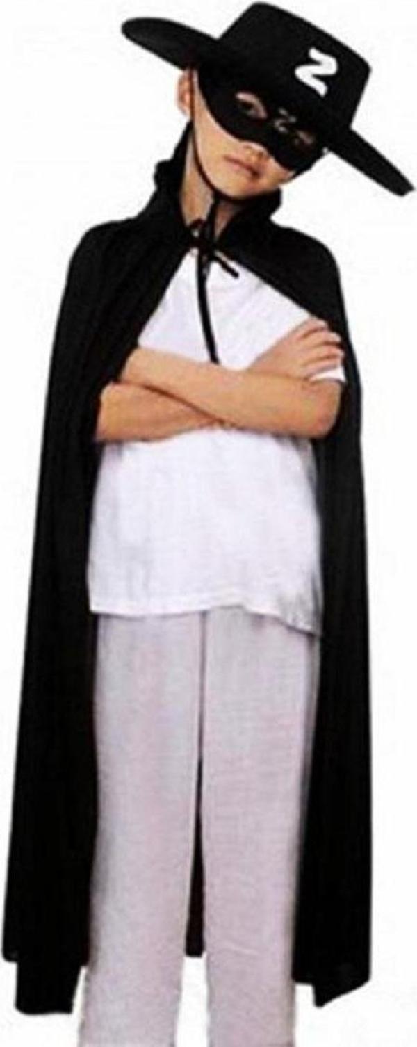 Çocuk Boy Zorro Pelerin + Şapka + Maske Kostüm Seti - Image 1