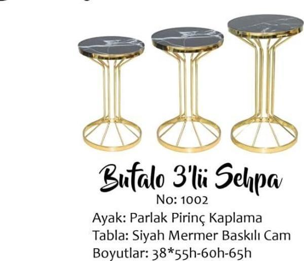 Brc Bufalo 14056 Zigon Siyah Mermer Temper cam GOLD Renk Kaplam Metal Ayak Elyapı - Image 1