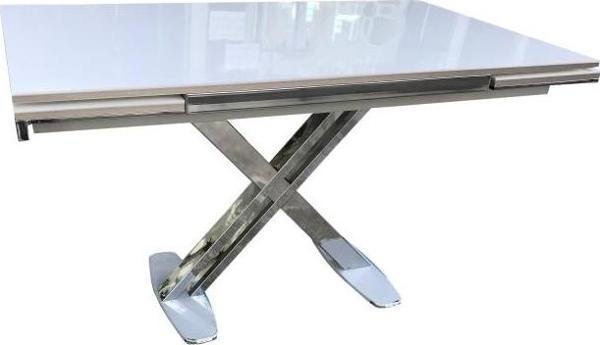 Masa 13918 X AYAK Model Metal Nikelaj Dikdörtgen Kelebek Yan Açıl Tabla üstü cam - Image 1