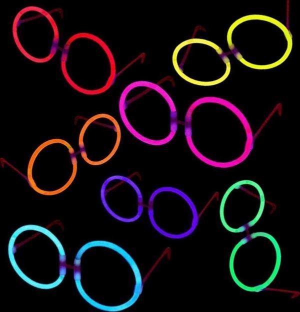 Glow Stick Parti Gözlüğü Glow Partisi Yuvarlak Şekilli Fosforlu Gözlük 6 Adet - Image 1