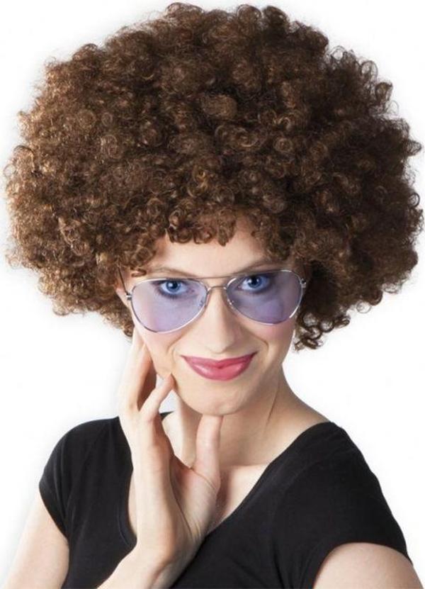 Kahve Renk Kıvırcık Afro Bonus Peruk - Image 1