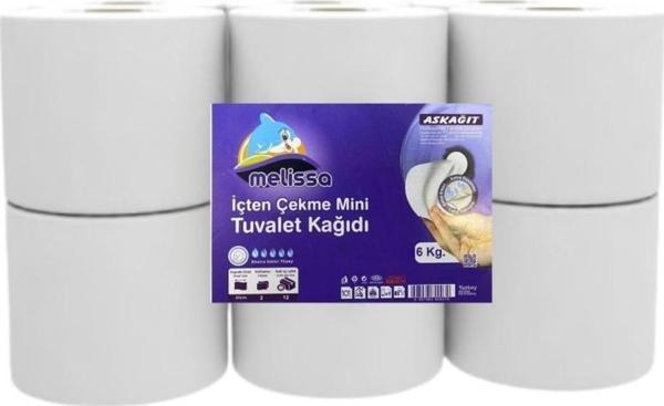 Melissa İçten Çekmeli Mini Tuvalet Kağıdı Çift Katlı 6 Kg. 12 Rulo - Image 1