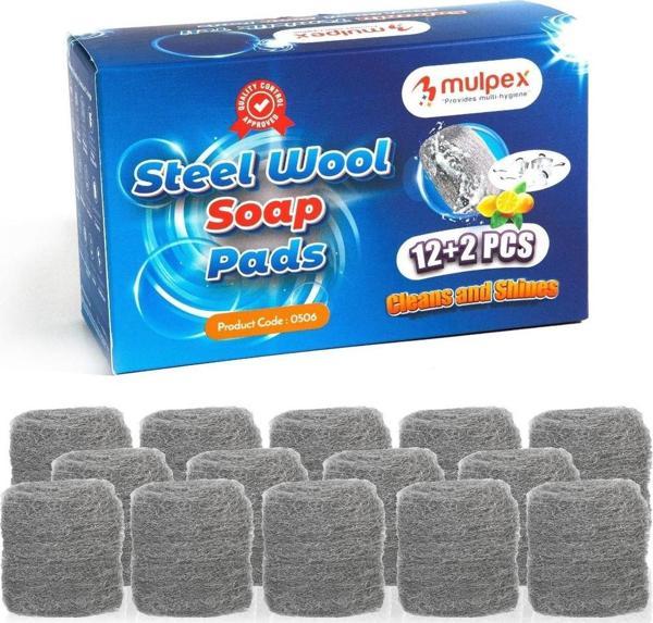 Mulpex Çelik Yünlü Sabunlu Temizlik Teli 14 Adet - Image 1