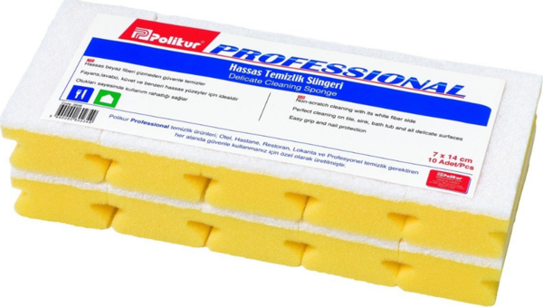 Polikur Professional Hassas Temizlik Süngeri 4,5x7x14 cm. Beyaz 10'lu - Image 1