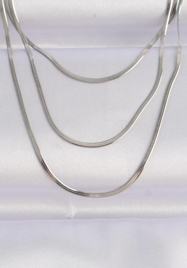 316L Çelik Gümüş Renk İtalyan Zincir Çoklu Kolye - EBJ240601W24616 - Image 1