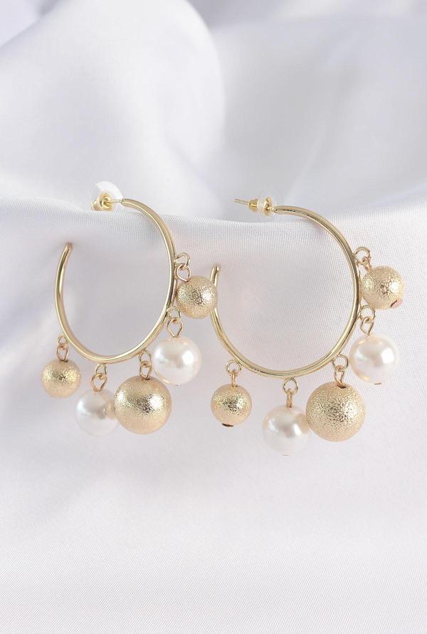 Pirinç Gold Renk Topçuk Model Halka Küpe - EBJ240601W24519 - Image 1