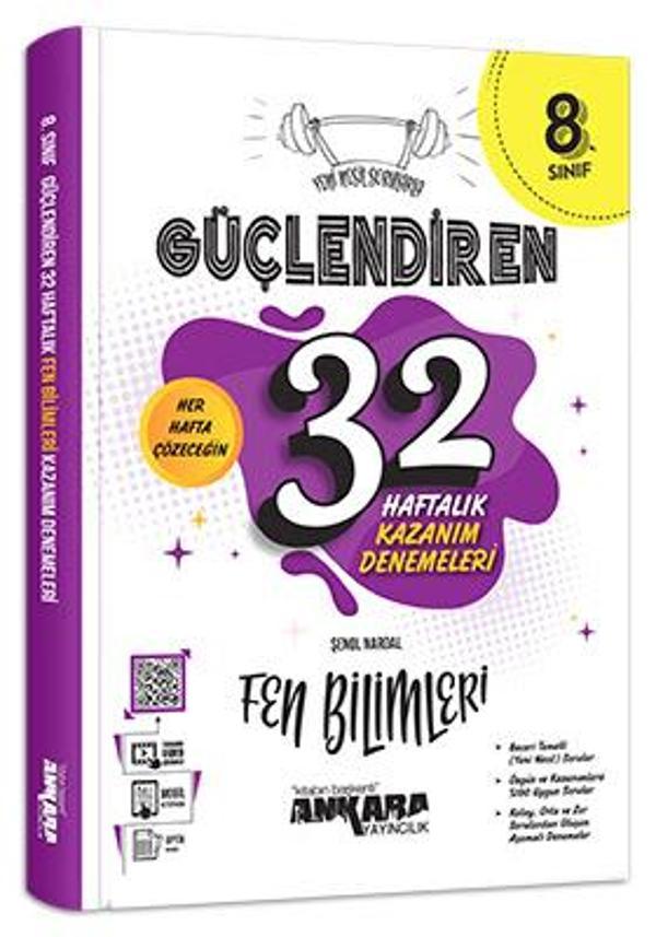 Ankara 8. Sınıf Güçlendiren 32 Haftalık Fen Bilimleri Kazanım Denemeleri Ankara Yayıncılık - Ankara Yayıncılık - Image 1