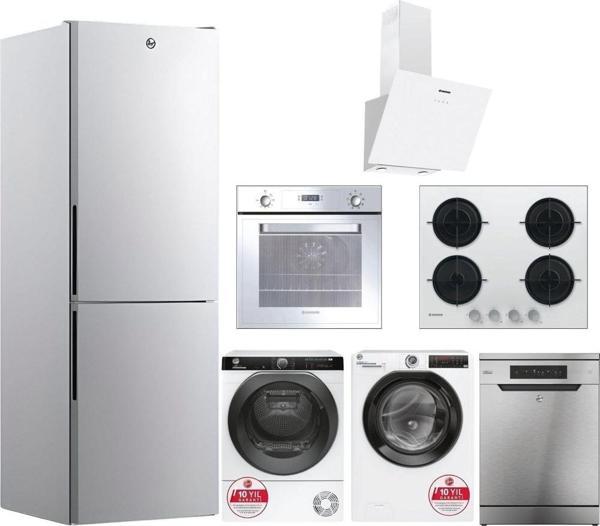 Hoover Beyaz Eşya Seti ( HOCE3T618ES Buzdolabı -Ankastre Set-Bulaşık - Çamaşır- Kurutma Makinesi) - Image 1