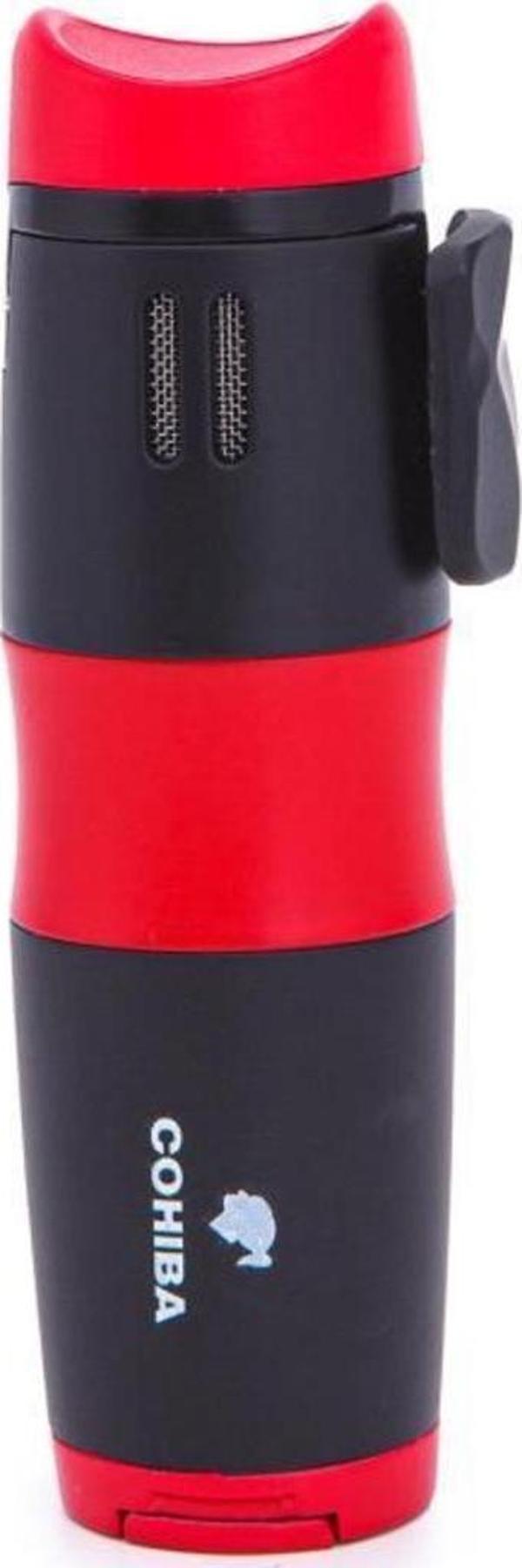Cohiba 3 Torch Pürmüz Kırmızı-Siyah Metal Puro Çakmağı - Image 1