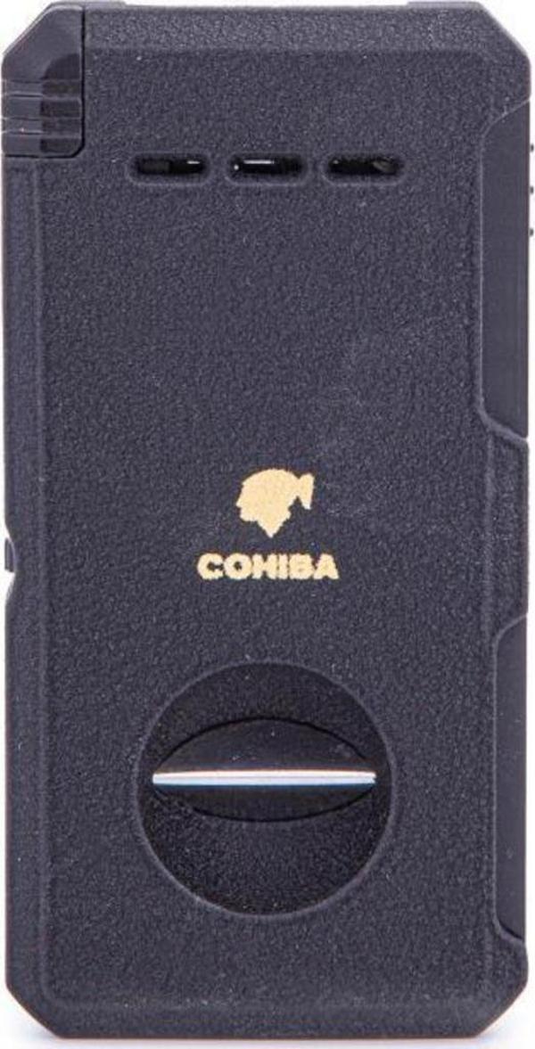 Cohiba Çift Torch Dahili Açıcı & V Kesici Mat Siyah Metal Puro Çakmağı - Image 1