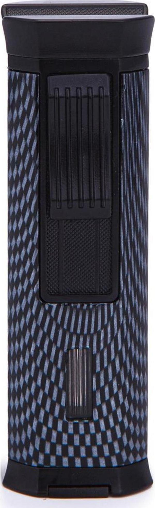 Parmida 3 Torch Pürmüz Karbon Desenli Siyah Metal Puro Çakmağı - Image 1