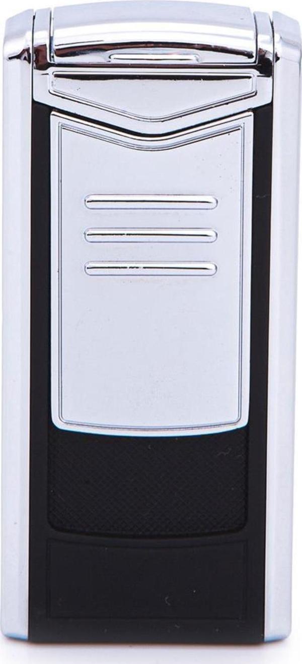 Parmida 3 Torch Pürmüz Mat Siyah-Gümüş Metal Puro Çakmağı - Image 1