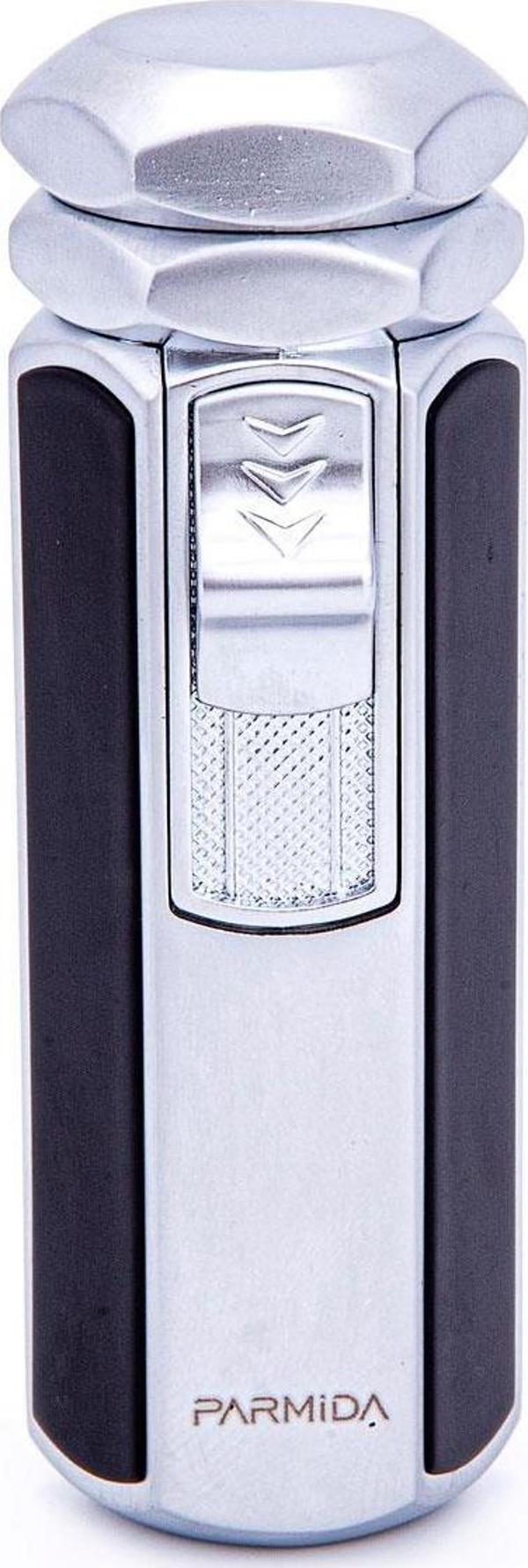 Parmida 4 Torch Pürmüz Gümüş-Siyah Metal Puro Çakmağı - Image 1