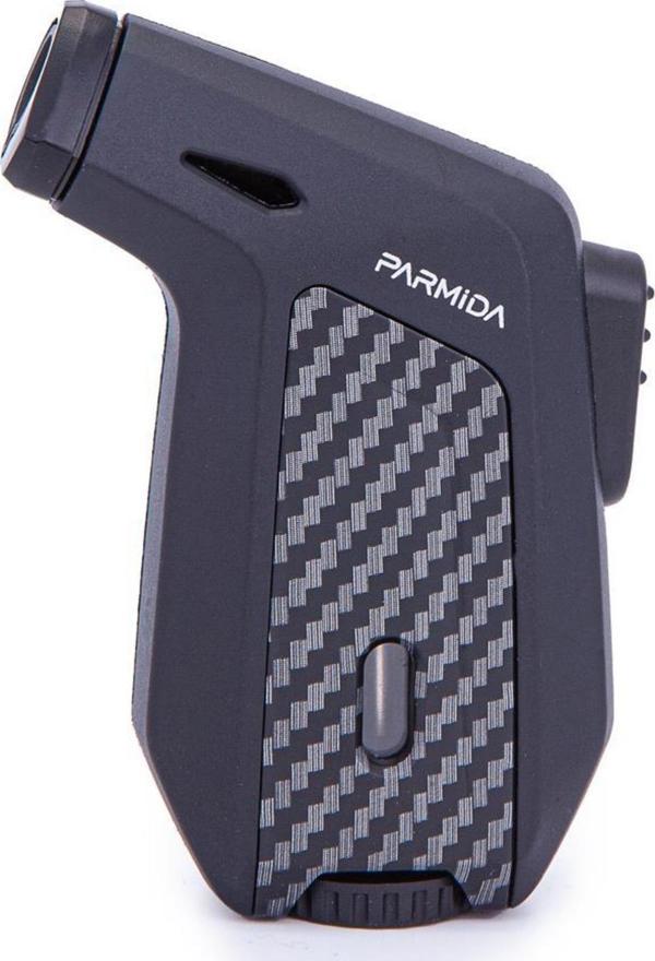 Parmida Tek Torch Pürmüz Karbon Desenli Mat Siyah Masa Tipi Puro Çakmağı - Image 1