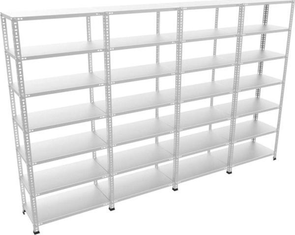 RafBurada 7 Katlı 4'lü Bitişik Galvaniz Çelik Raf.Depo,Dosya Raf 0.70 MM-43X60-250cm - Image 1