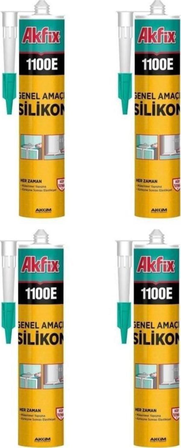 Akfix 4 Adet Genel Amaçlı Şeffaf Silikon 280 Ml 1100E - Image 1