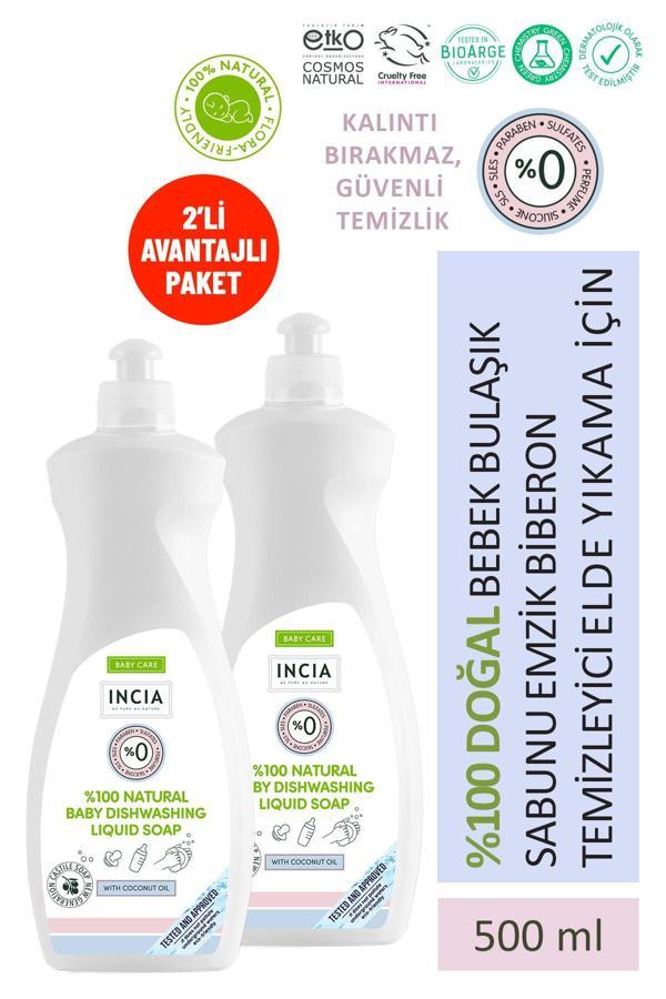 INCIA %100 Doğal Bebek Bulaşık Sabunu Bitkisel Emzik Biberon Temizleyici Vegan 500 ml 2X Adet - Image 1