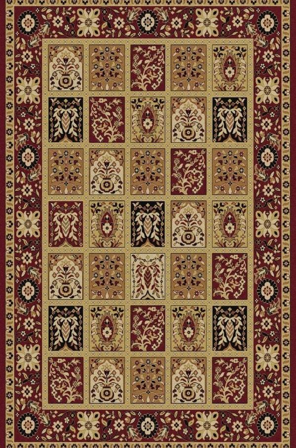 Klasik Kırmızı Salon&Oturma Odası&Yolluk Dijital Baskılı Makinede Yıkanabilir Kaymaz Taban Saçaklı Halı HK006 - Image 1