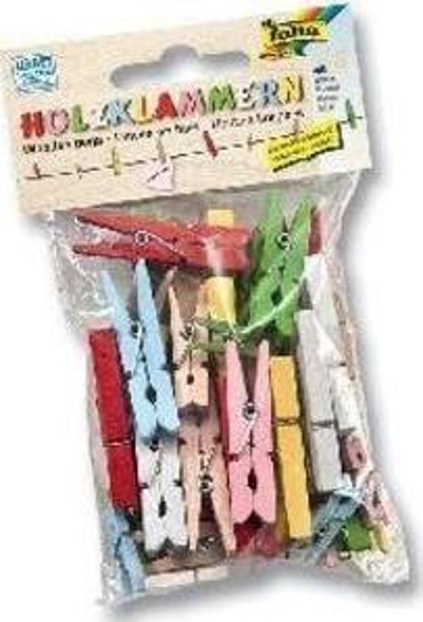 Folia Ahşap Mandal Karışık Renk 48 Adet - Image 1