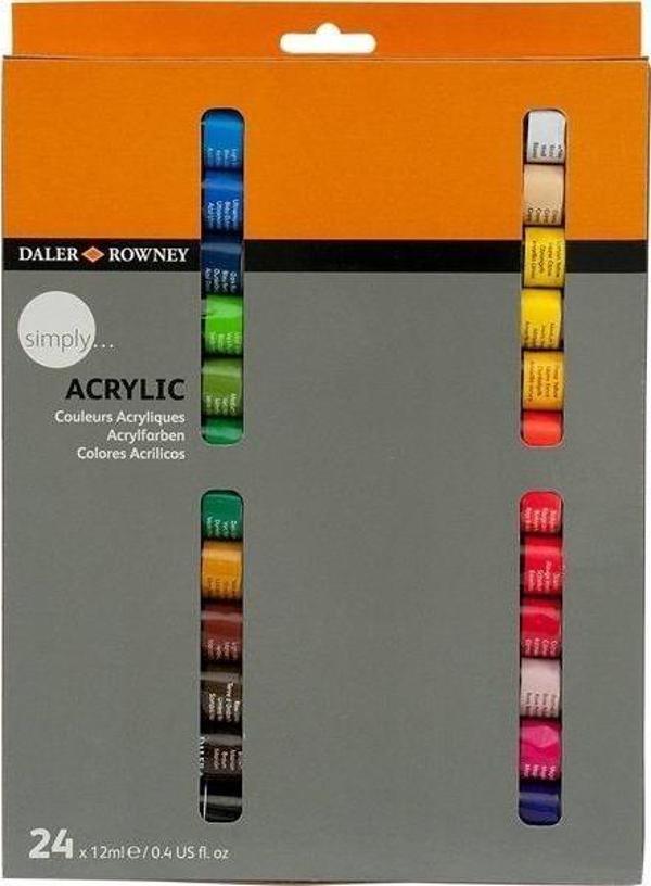 Daler Rowney Simply Akrilik Boya 24 Renk x 12 ml. - Image 1