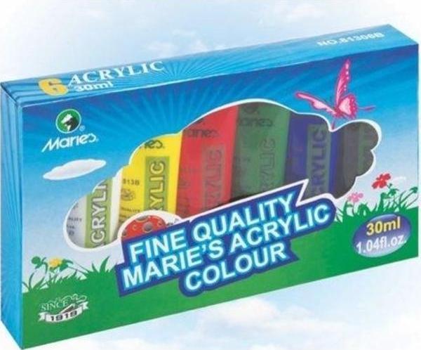 Maries Akrilik Boya 6 Renk x 30 ml. 81306B - Image 1