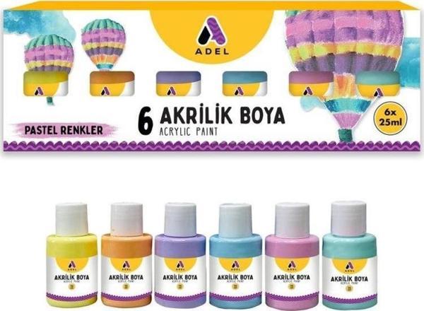 Adel Akrilik Boya Pastel Renkler 6 Renk x 25 ml - Image 1