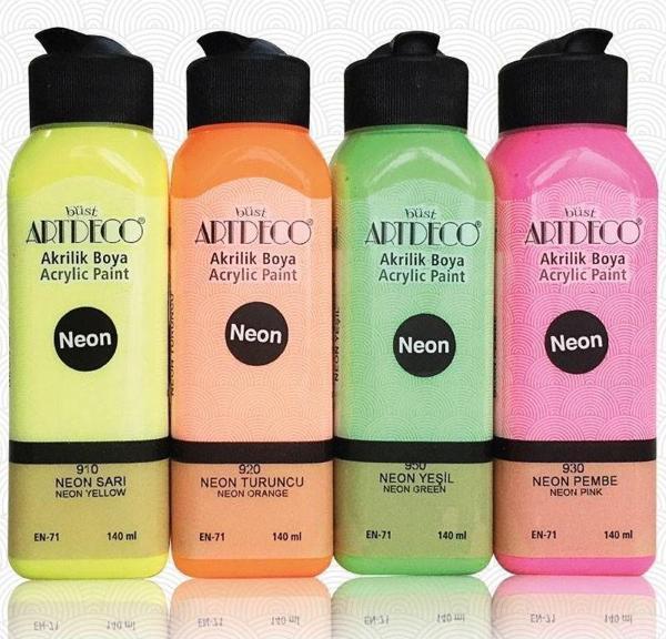 Artdeco Neon Akrilik Boya 140 ml x 4 Fosforlu Renk - Image 1