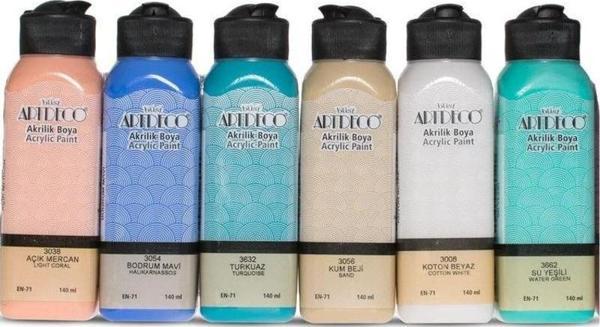 Artdeco Akrilik Boya 140 ml. x 6 Renk Aqua Set - Image 1