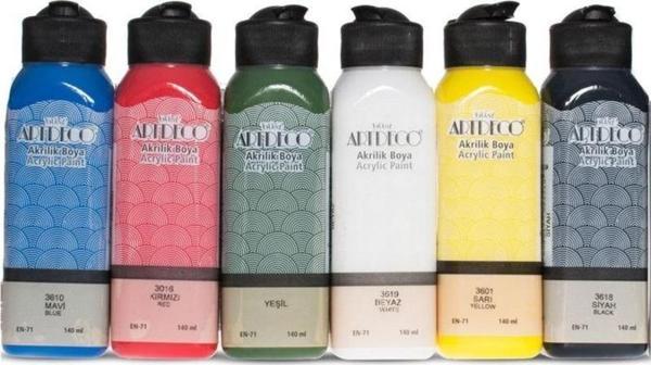 Artdeco Akrilik Boya 140 ml. x 6 Renk Basic Set - Image 1