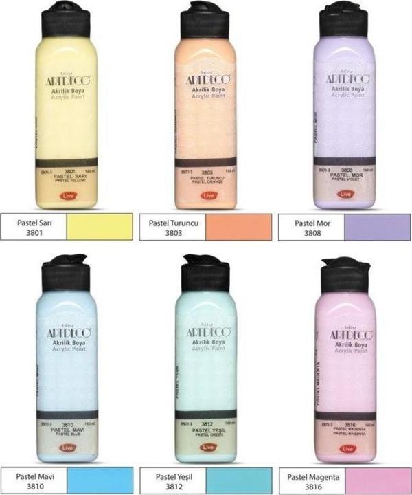 Artdeco Akrilik Boya 6x140 ml. PASTEL RENKLER - Image 1