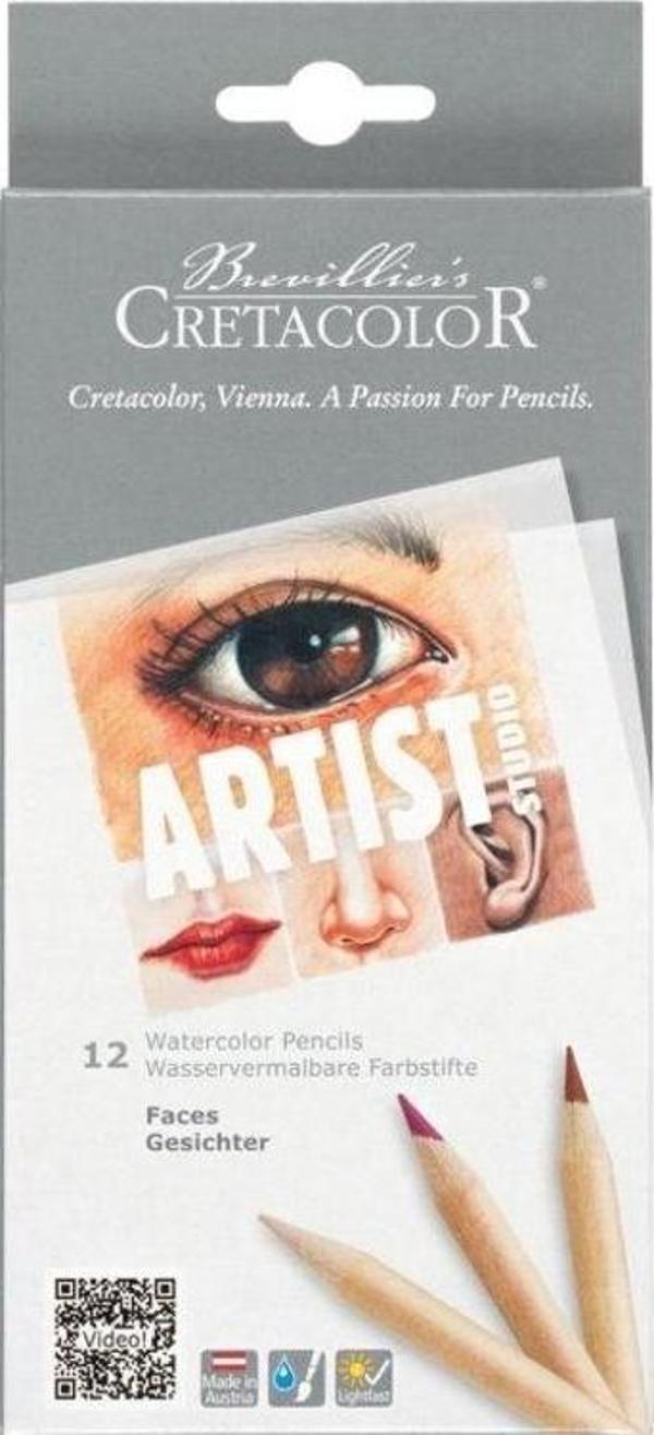 Cretacolor Artist Studio Watercolor Pencils FACES Set 12 Renk Sulandırılabilir Portre Çizim Seti (283 10) - Image 1