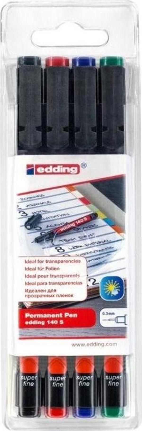 Edding 140 S Çok Amaçlı Permanent Kalem (Asetat Kalemi) 4'lü Poşet - Image 1