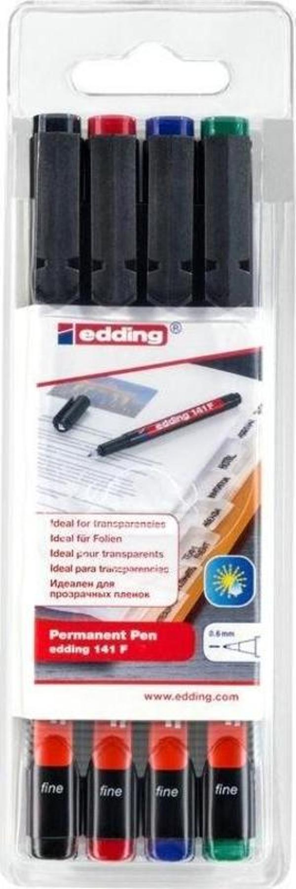 Edding 141 F Çok Amaçlı Permanent Kalem (Asetat Kalemi) 4'lü Poşet - Image 1