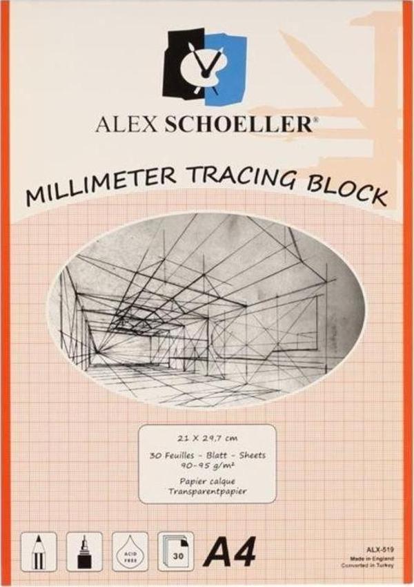 Alex Schoeller Milimetrik Aydınger Blok A4 Kırmızı 90/95 gr. 30 yp. - Image 1