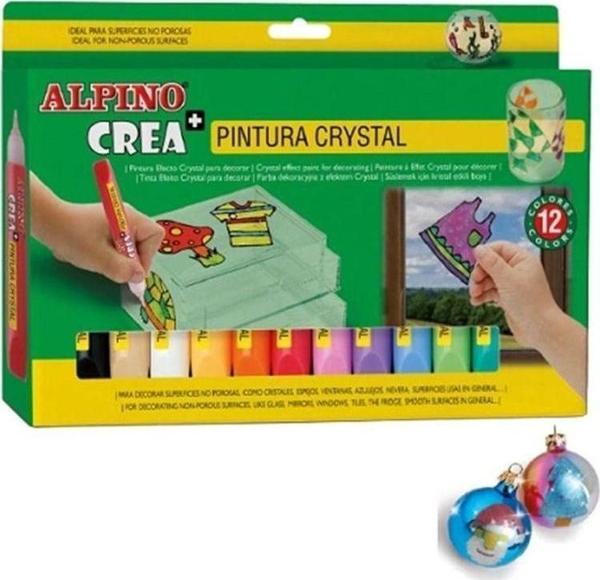 Alpino Crea+ Crystal 12 Renk Kristal Etkili Süsleme Boyası - Image 1
