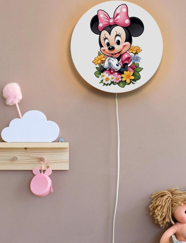 Dekoratif Ahşap Işıklı Minnie Mouse Çocuk Odası Gece Lambası - Image 1