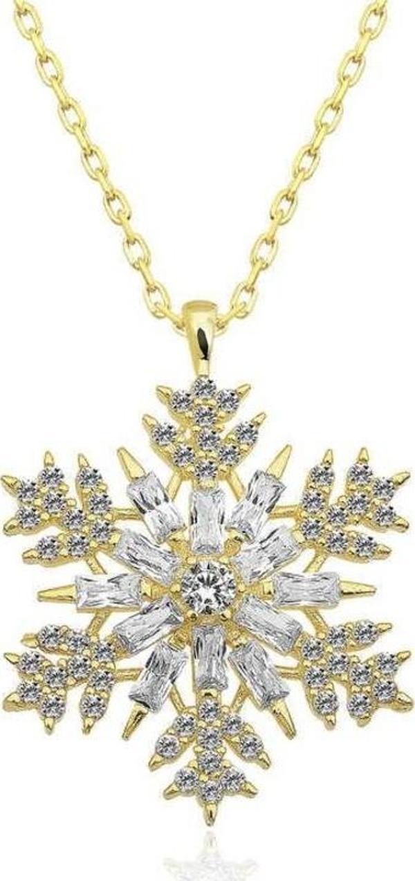 Gümüş Gold Kar Tanesi Kolye - Image 1
