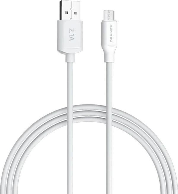 Dramex D21MK Micro USB Data/Şarj Kablosu 2.1A 1mt Beyaz - Image 1