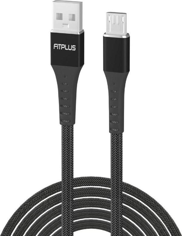 FitPlus Strong ST-111 Micro USB Data/Şarj Kablosu 3A 1mt Örgü - Siyah - Image 1