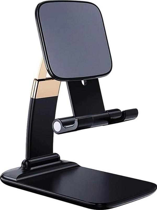 Gold Seri Katlanabilir Masaüstü Telefon ve Tablet Standı Siyah - Image 1