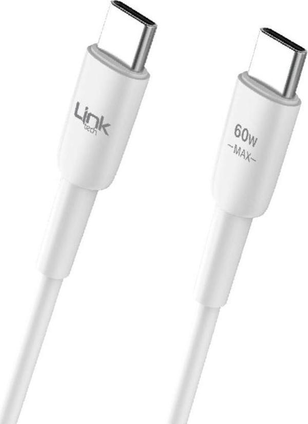LinkTech K604 Safe Type-C - Type-C 60W Hızlı Şarj Kablosu 1mt Beyaz - Image 1