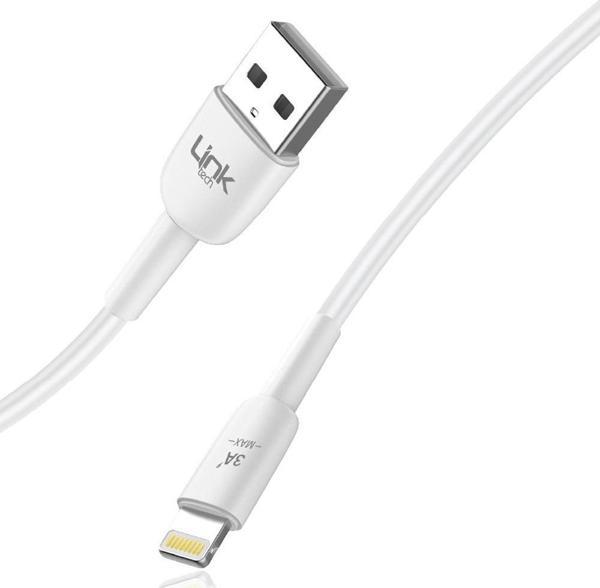LinkTech K606 USB - iPh Lightning 3A 2mt Şarj Kablosu Beyaz - Image 1
