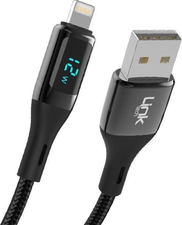 LinkTech K682 Dijital Göstergeli USB - iPh Lightning 12W 2.4A Data ve Şarj Kablosu - Image 1
