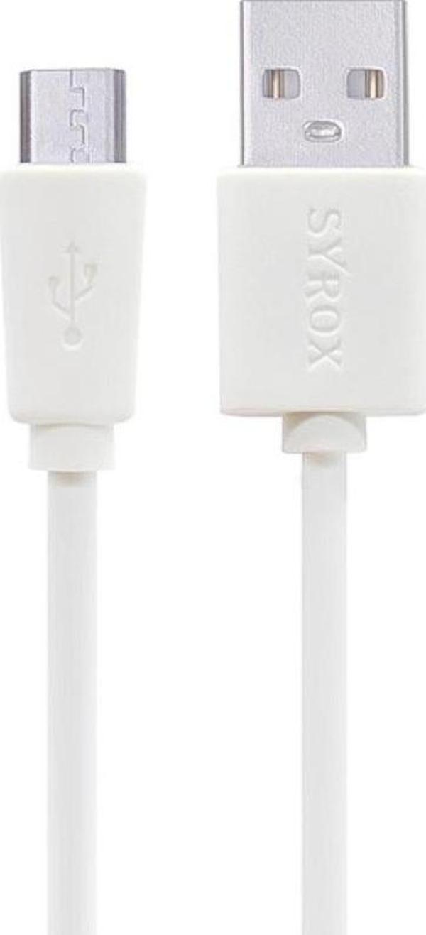 Syrox C66 Micro USB Şarj ve Data Kablo 1.0A 1.2mt Beyaz - Image 1
