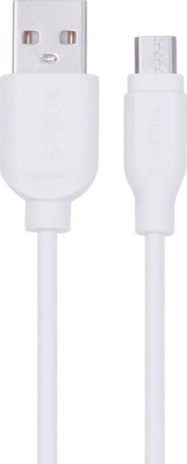 Syrox C67 Micro USB - USB Kısa Şarj Kablosu 2A 20cm - Beyaz - Image 1