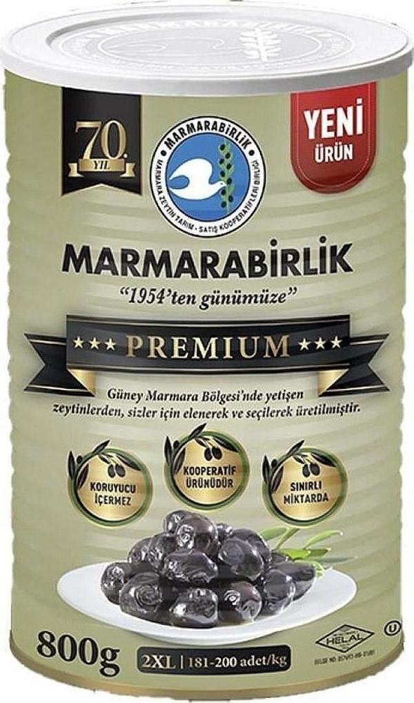 Marmarabirlik Premium 2XL Doğal Salamura Siyah Zeytin 800 Gr - Image 1