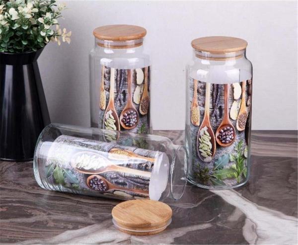 Bambu Kapaklı Cam Kavanoz 3 Adet 1300 ML - Image 1