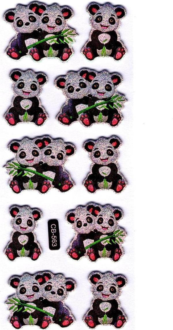 Sticker Kabartmalı Sticker Defter, Planlayıcı Etiket - (cb-563) 16x7 cm- Şirin Pandalar - Image 1