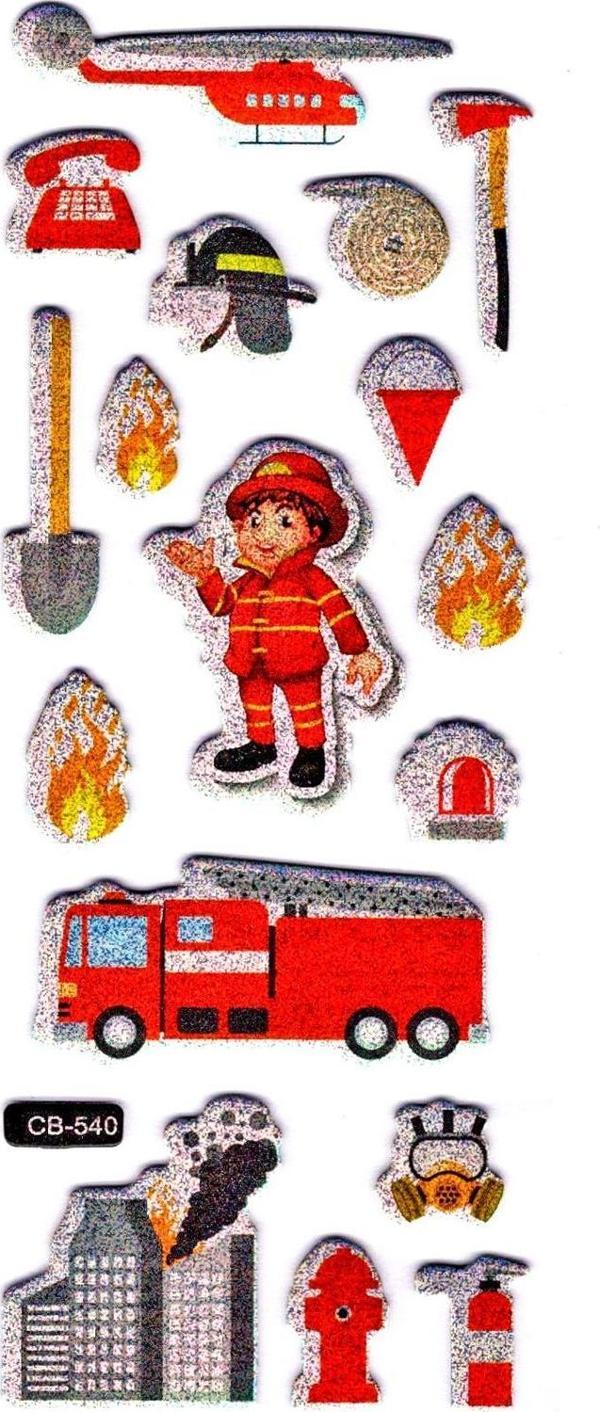 Sticker Kabartmalı Sticker Defter, Planlayıcı Etiket - (cb-540) 16x7 cm- İtfaiye Arabası - Image 1